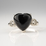 Heart Shaped Rainbow Obsidian // Adjustable Ring in Sterling Silver