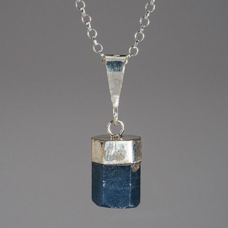Sapphire Crystal Pendant 2.4g // 18" Sterling Silver Necklace