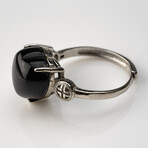 Heart Shaped Rainbow Obsidian // Adjustable Ring in Sterling Silver