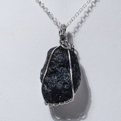 Genuine Natural Tektite Pendant in Sterling Silver with Sterling Silver Chain