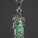 Green Aventurine Point in Sterling Silver Pendant // 18" Sterling Silver Chain