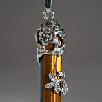 Tiger's Eye Point in Sterling Silver Pendant // 18" Sterling Silver Chain