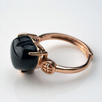 Heart Shaped Rainbow Obsidian // Adjustable Ring in Copper