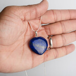 Lapis Lazuli Heart on Sterling Silver Pendant 11g // 18" Sterling Silver Chain