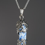 Blue Quartz Point in Sterling Silver Pendant // 18" Sterling Silver Chain