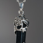 Black Tourmaline Point in Sterling Silver Pendant // 18" Sterling Silver Chain
