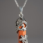 Goldstone Point in Sterling Silver Pendant // 18" Sterling Silver Chain