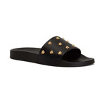 Slides With Stud // Black + Gold (Euro: 39)