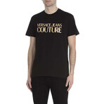 T-Shirt With Logo // Black + Gold (XL)