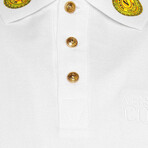 Polo With Logo // White + Yellow (XL)