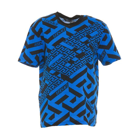 T-Shirt With Pattern // Blue + Black (M)
