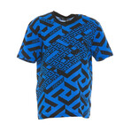 T-Shirt With Pattern // Blue + Black (M)