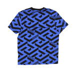 T-Shirt With Pattern // Blue + Black (M)