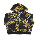 Zip-Up Hoodie With Pattern // Black + Gold (Euro: 46)