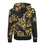 Zip-Up Hoodie With Pattern // Black + Gold (Euro: 46)