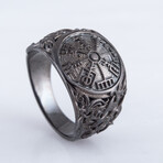 Vegvisir Symbol Ring // Antiqued Silver (9.5)