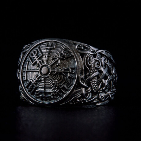 Vegvisir Symbol Ring // Antiqued Silver (6)