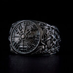 Vegvisir Symbol Ring // Antiqued Silver (9.5)