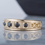 Cubic Zirconia Gem Ring // Gold + Black (11.5)