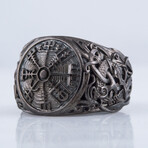 Vegvisir Symbol Ring // Antiqued Silver (9.5)