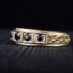 Cubic Zirconia Gem Ring // Gold + Black (11.5)