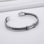 Jormungandr + Elder Futhark Runes Cuff Bracelet // Silver