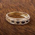 Cubic Zirconia Gem Ring // Gold + Black (11.5)