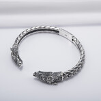 Sterling Silver Wolves Bracelet // Silver