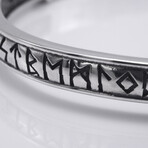 Jormungandr + Elder Futhark Runes Cuff Bracelet // Silver