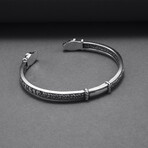 Jormungandr + Elder Futhark Runes Cuff Bracelet // Silver