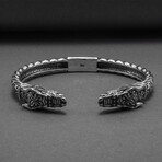 Sterling Silver Wolves Bracelet // Silver