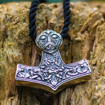 Ornate Thor's Hammer Mjolnir Pendant // Silver