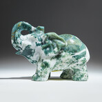 Genuine Hand Carved Moss Agate Elephant