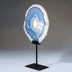 Genuine Polished Banded Agate Slice on Custom Metal Stand