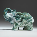 Genuine Hand Carved Moss Agate Elephant