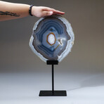Genuine Polished Banded Agate Slice on Custom Metal Stand