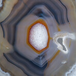 Genuine Polished Banded Agate Slice on Custom Metal Stand