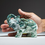 Genuine Hand Carved Moss Agate Elephant