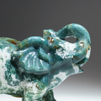 Genuine Hand Carved Moss Agate Elephant