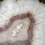 Genuine Polished Banded Agate Slice on Custom Wooden Stand