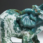Genuine Hand Carved Moss Agate Elephant