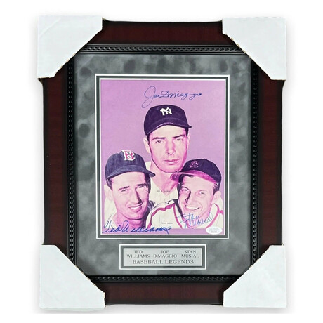 Stan Musial, Joe DiMaggio & Ted Williams // Autographed Photograph + Framed