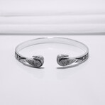 Sterling Silver Ravens Symbol Bracelet // Silver