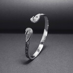 Sterling Silver Ravens Symbol Bracelet // Silver