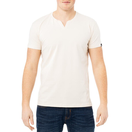 Basic V Notch T Shirts // Sand (S)