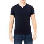 Basic V Notch T Shirts // Navy (XL)