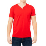 Basic V Notch T Shirts // Red (2XL)