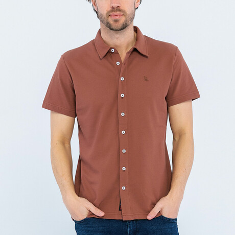 Isaiah Short Sleeve Button Up // Brown (S)