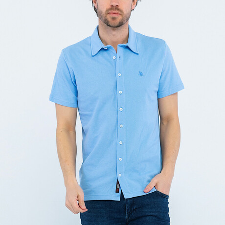 Parker Short Sleeve Button Up // Light Blue (S)