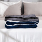 Hush Sherpa Throw Blanket // 8lb (Blue + White)
